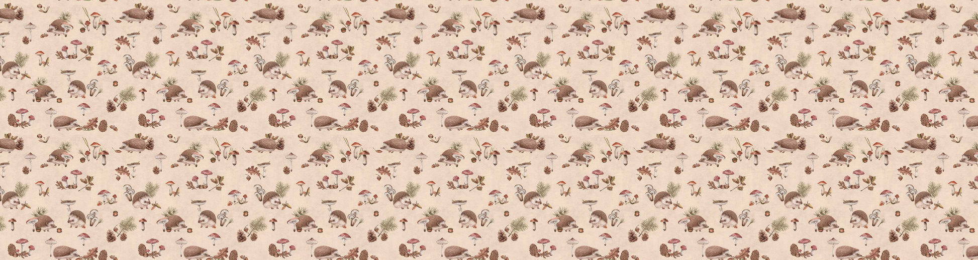 Happy Hedgehog - Beige European wallpaper motif design for kids room — Artehub Egypt