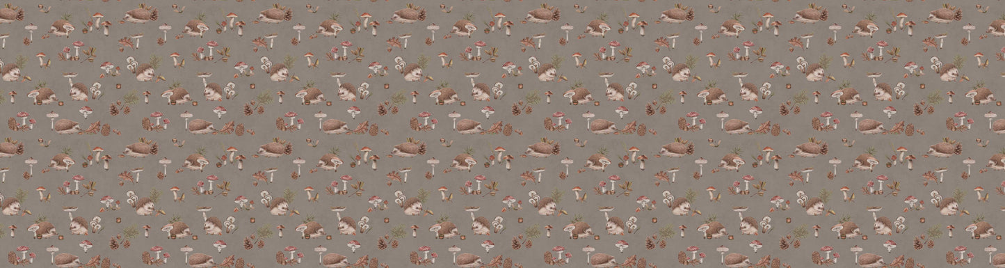Happy Hedgehog - Brown European wallpaper motif design for kids room — Artehub Egypt