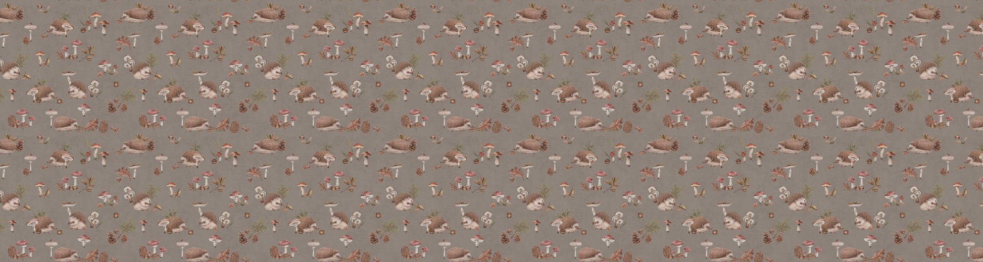 Happy Hedgehog - Brown European wallpaper motif design for kids room — Artehub Egypt