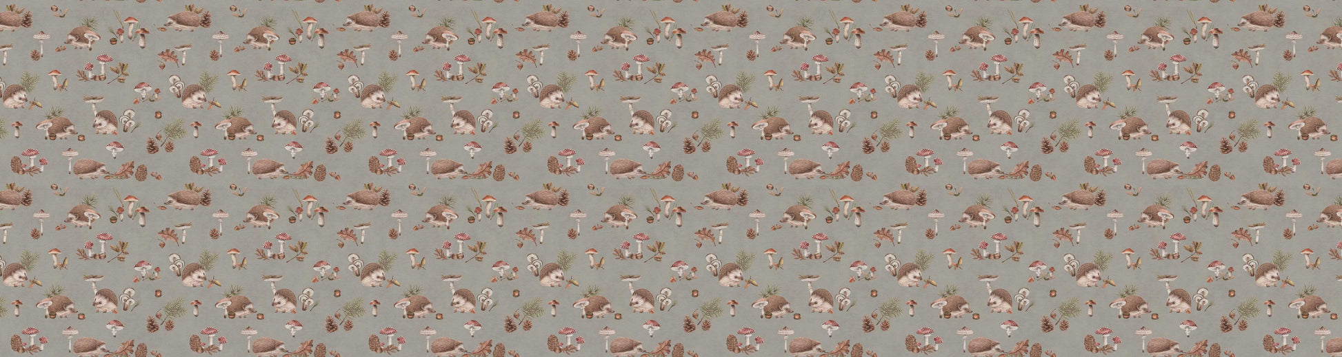 Happy Hedgehog - Taupe European wallpaper motif design for kids room — Artehub Egypt