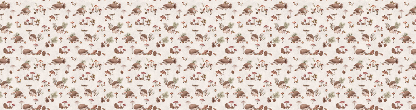 Happy Hedgehog - White European wallpaper motif design for kids room — Artehub Egypt