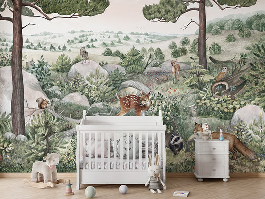 Happy Hills luxury wallpaper in kids room interior — Artehub Egypt
