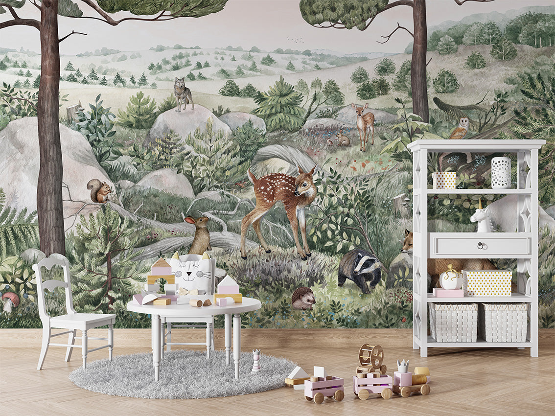 Happy Hills luxury wallpaper in kids room interior — Artehub Egypt