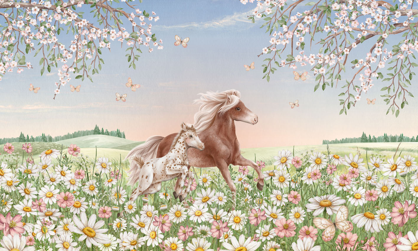 Happy Horses European mural wallpaper design for kids room — Artehub Egypt