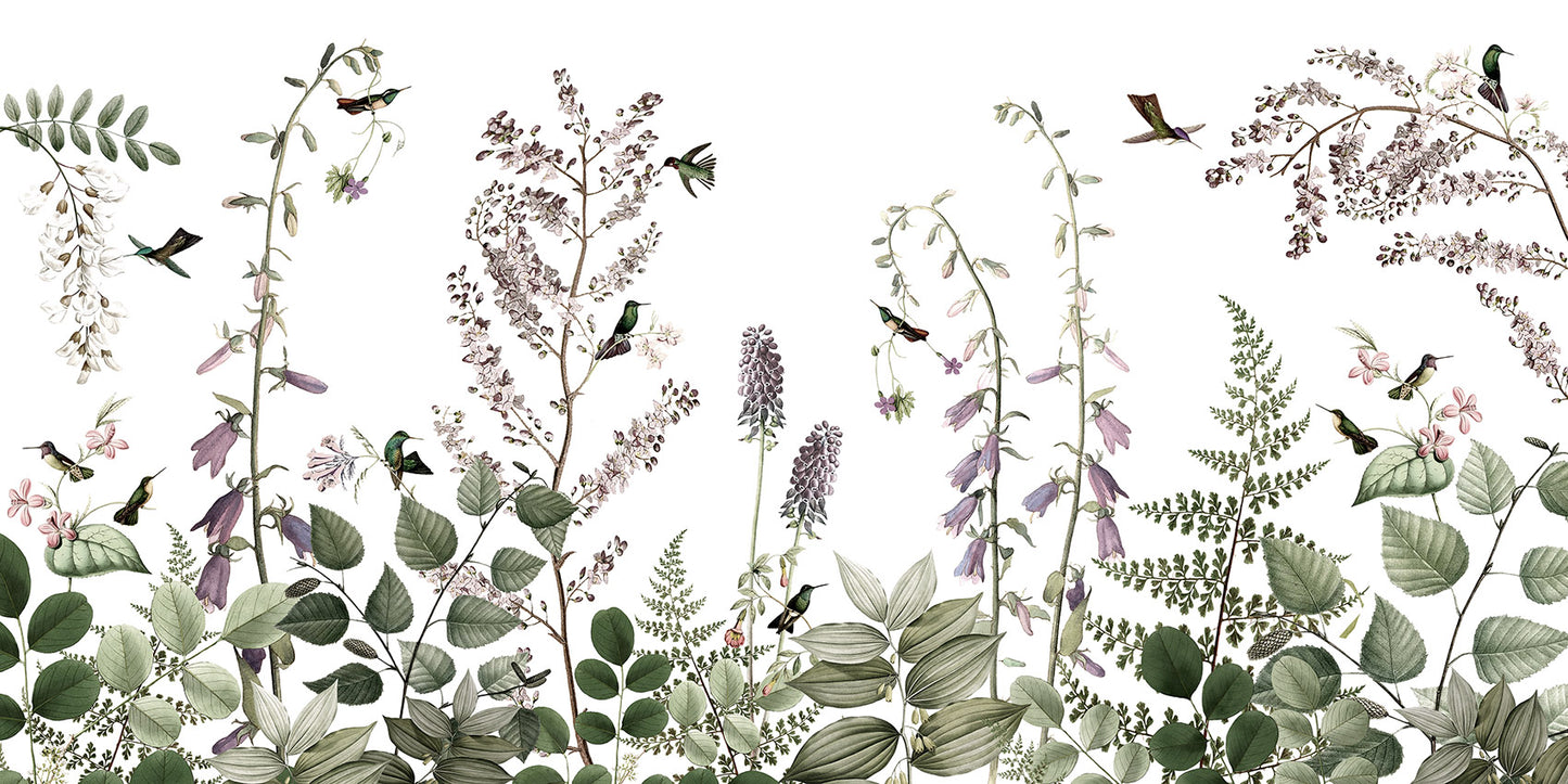 Hummingbird Hedge European mural wallpaper design for kids room — Artehub Egypt