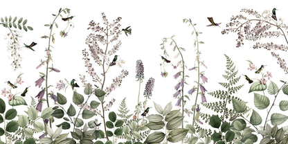 Hummingbird Hedge European mural wallpaper design for kids room — Artehub Egypt