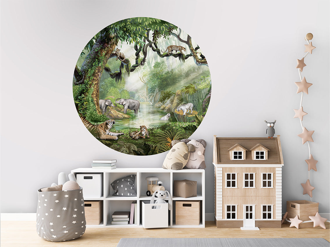 Jungle Cats wall circle sticker by Artehub