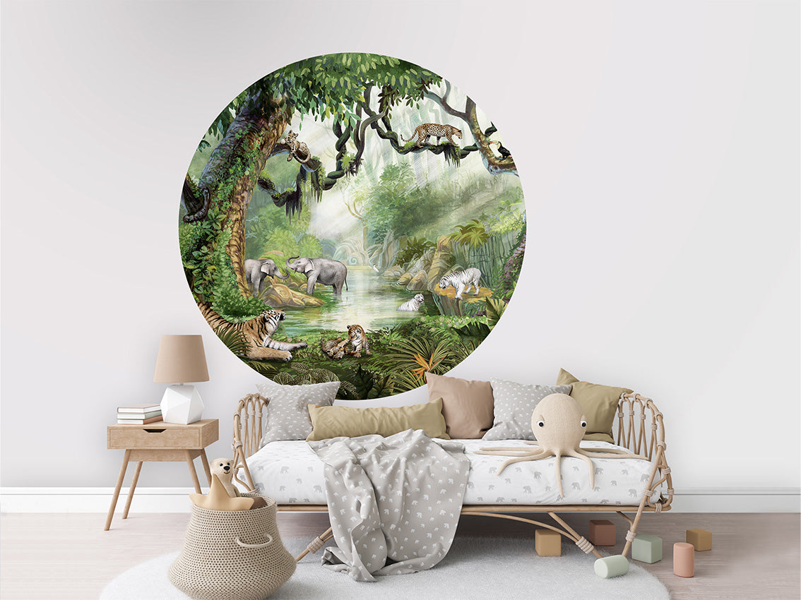 Jungle Cats wall circle sticker by Artehub