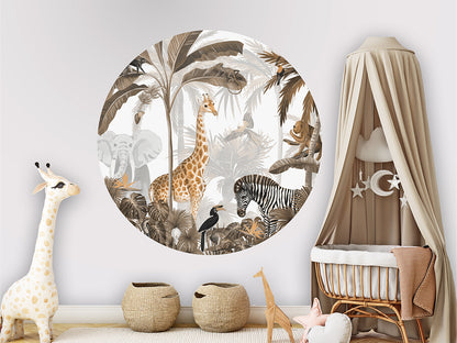 Jungle Jive Sepia wall circle sticker by Artehub