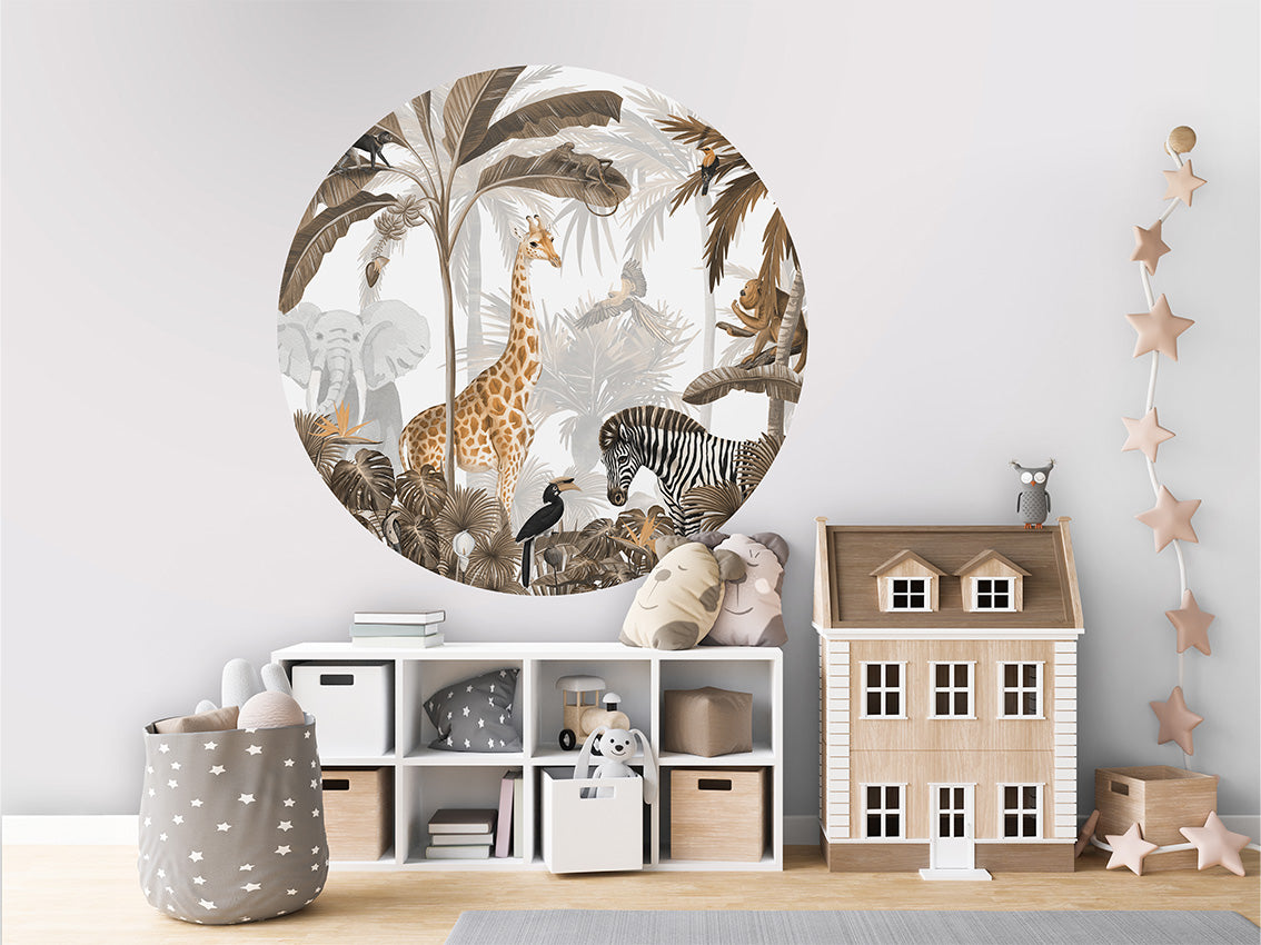 Jungle Jive Sepia wall circle sticker by Artehub