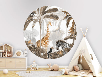 Jungle Jive Sepia wall circle sticker by Artehub