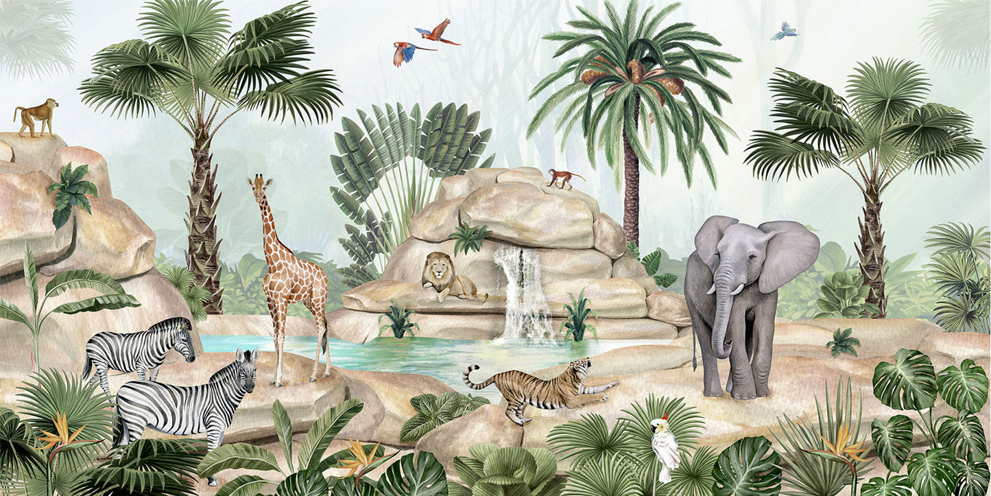 Jolly Jungle European mural wallpaper design for kids room — Artehub Egypt