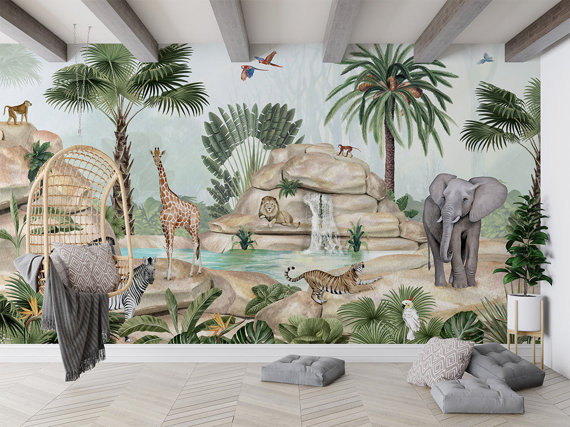 Jolly Jungle luxury wallpaper in kids room interior — Artehub Egypt