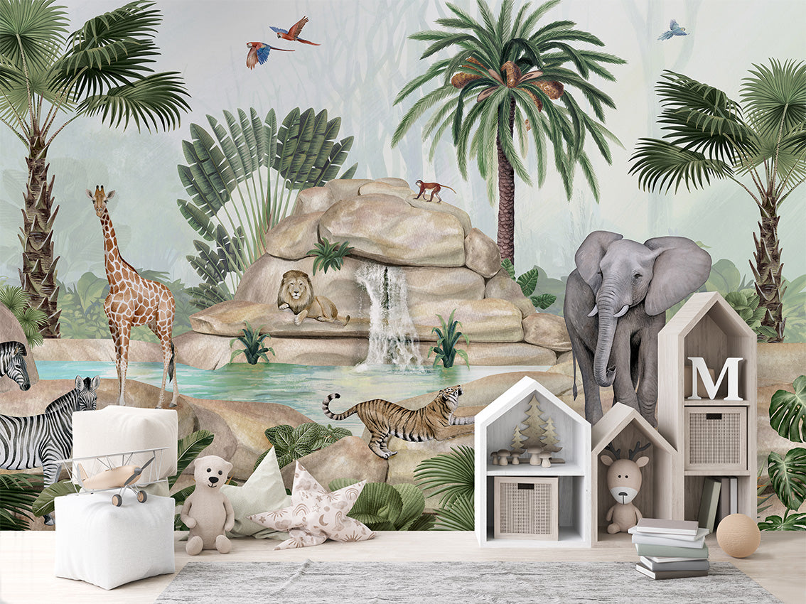 Jolly Jungle luxury wallpaper in kids room interior — Artehub Egypt