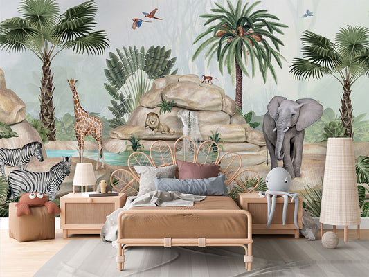 Jolly Jungle luxury wallpaper in kids room interior — Artehub Egypt