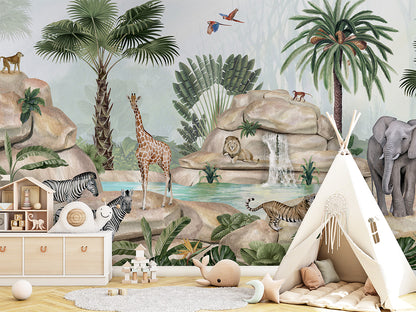 Jolly Jungle luxury wallpaper in kids room interior — Artehub Egypt