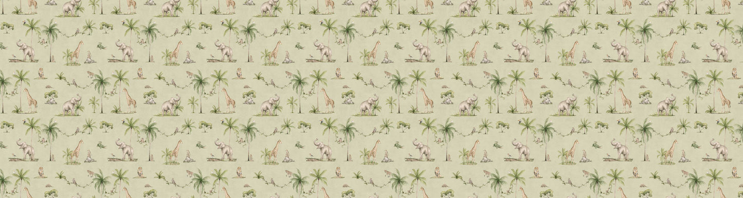 Joyful Jungle - Green European wallpaper motif design for kids room — Artehub Egypt