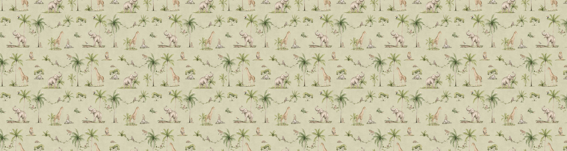 Joyful Jungle - Green European wallpaper motif design for kids room — Artehub Egypt
