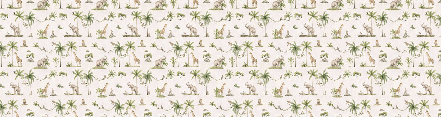 Joyful Jungle - White European wallpaper motif design for kids room — Artehub Egypt