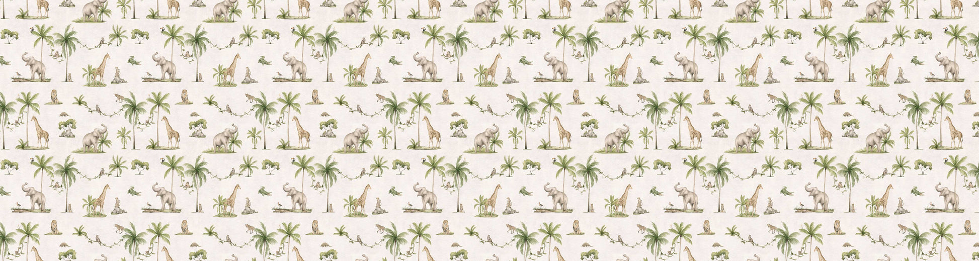 Joyful Jungle - White European wallpaper motif design for kids room — Artehub Egypt