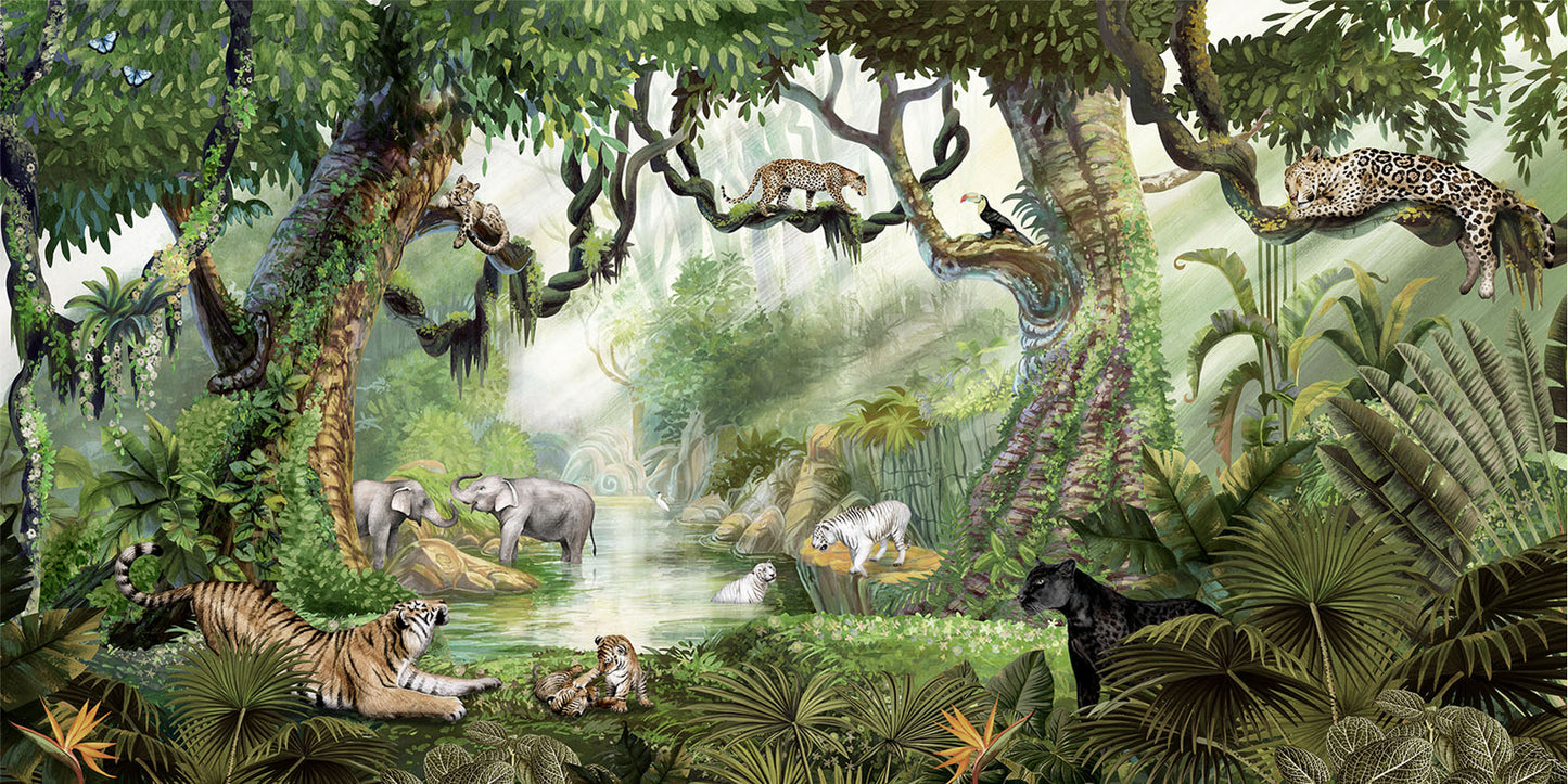 Jungle Cats European mural wallpaper design for kids room — Artehub Egypt