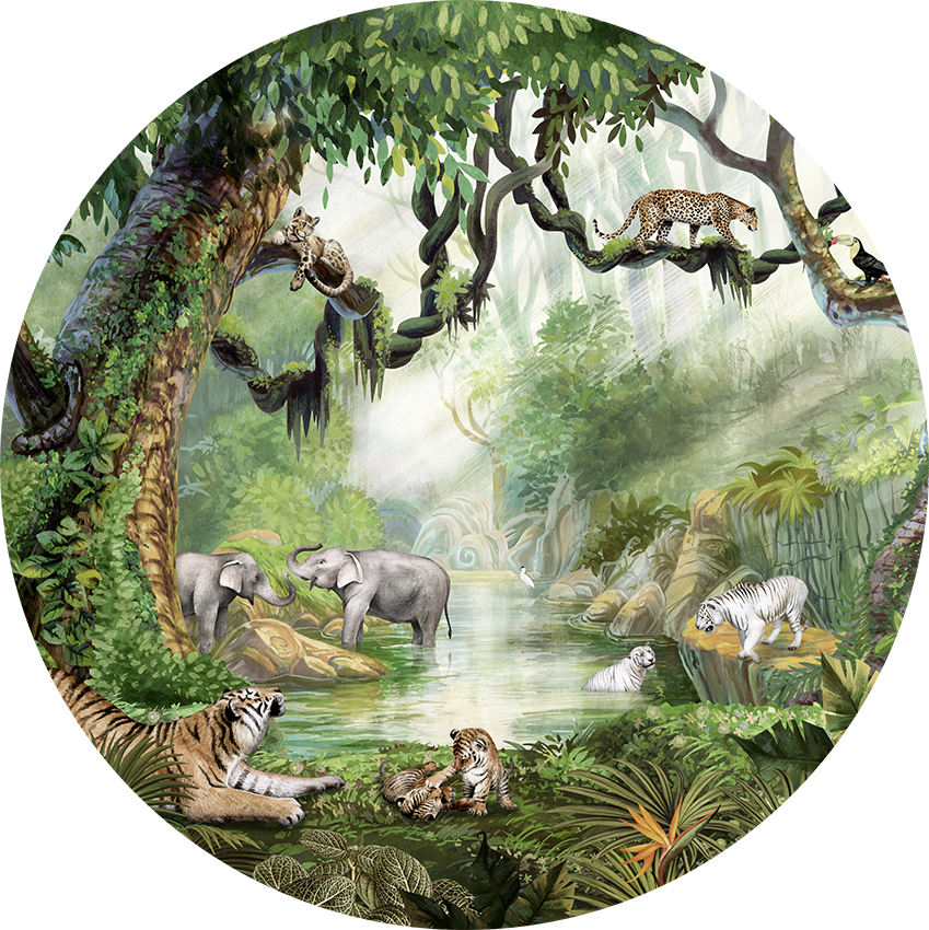 Jungle Cats wall circle sticker by Artehub