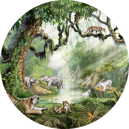 Jungle Cats wall circle sticker by Artehub