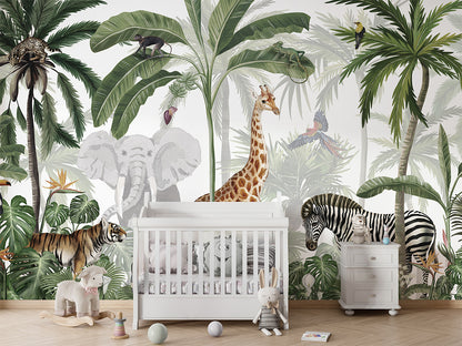 Jungle Jive luxury wallpaper in kids room interior — Artehub Egypt