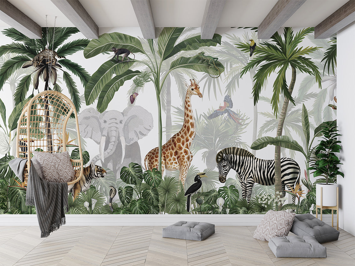 Jungle Jive luxury wallpaper in kids room interior — Artehub Egypt