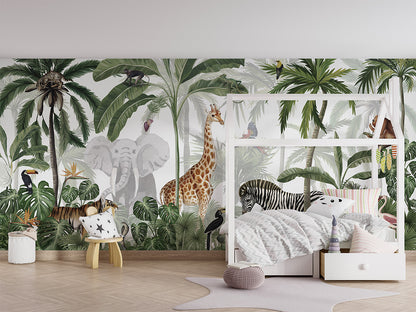 Jungle Jive luxury wallpaper in kids room interior — Artehub Egypt