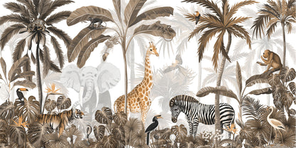 Jungle Jive - Sepia European mural wallpaper design for kids room — Artehub Egypt