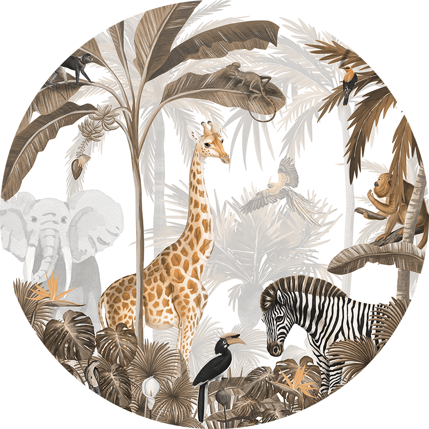Jungle Jive Sepia wall circle sticker by Artehub
