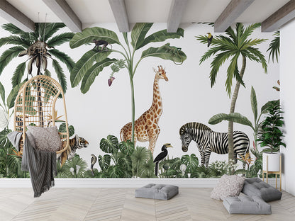 Jungle Jive - White luxury wallpaper in kids room interior — Artehub Egypt