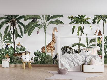 Jungle Jive - White luxury wallpaper in kids room interior — Artehub Egypt