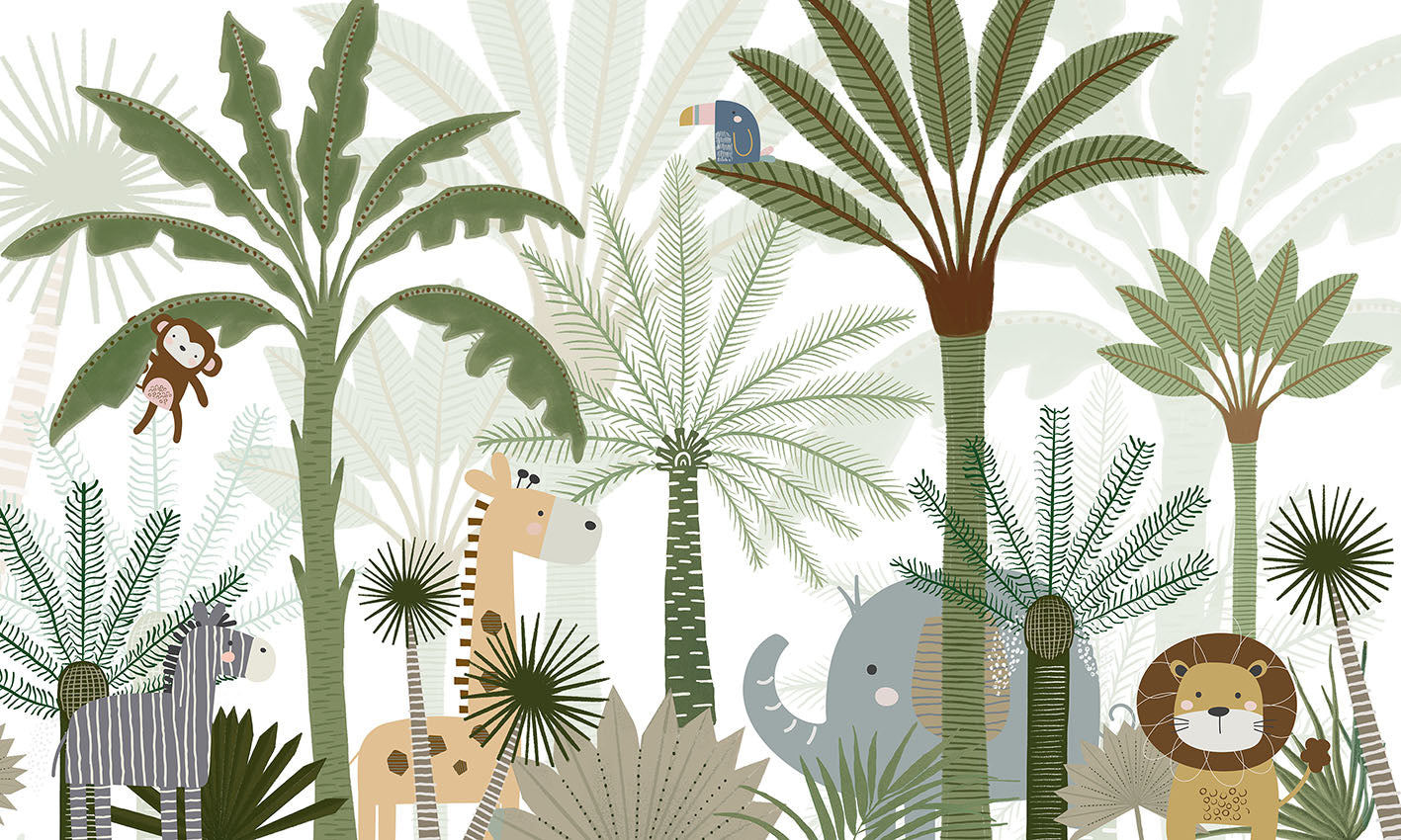 Jungle_Joy mural wallpaper design — premium kids room wallpaper by Artehub Egypt