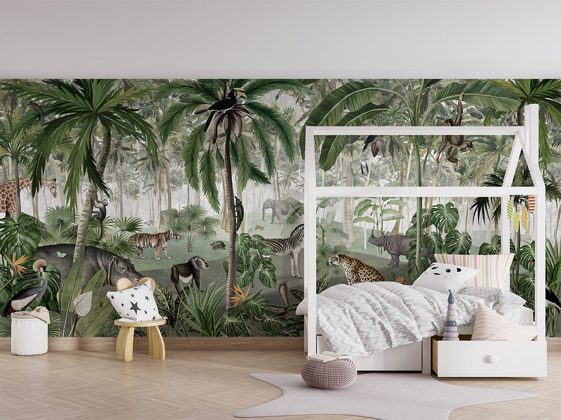 Jungle Lookbook luxury wallpaper in kids room interior — Artehub Egypt