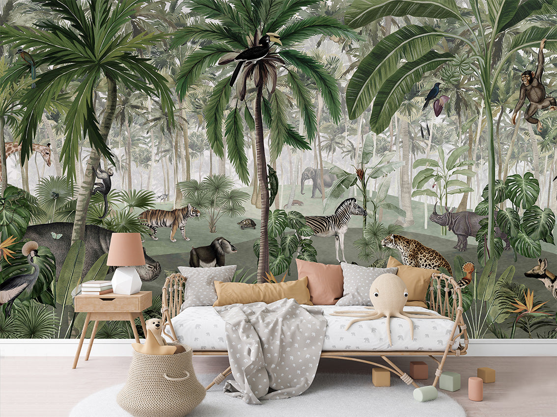 Jungle Lookbook luxury wallpaper in kids room interior — Artehub Egypt