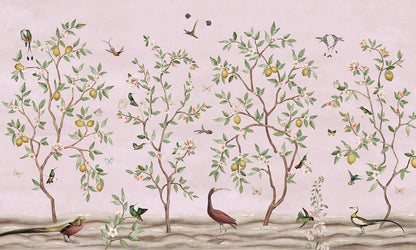 Lemon Tree Chinoiserie - Pink wallpaper design — Artehub Egypt