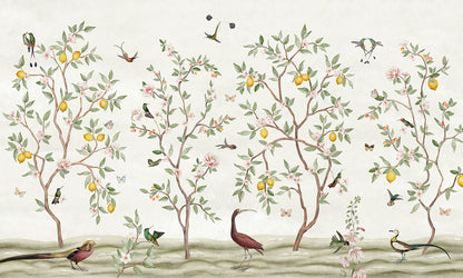 Lemon Tree Chinoiserie - White wallpaper design — Artehub Egypt