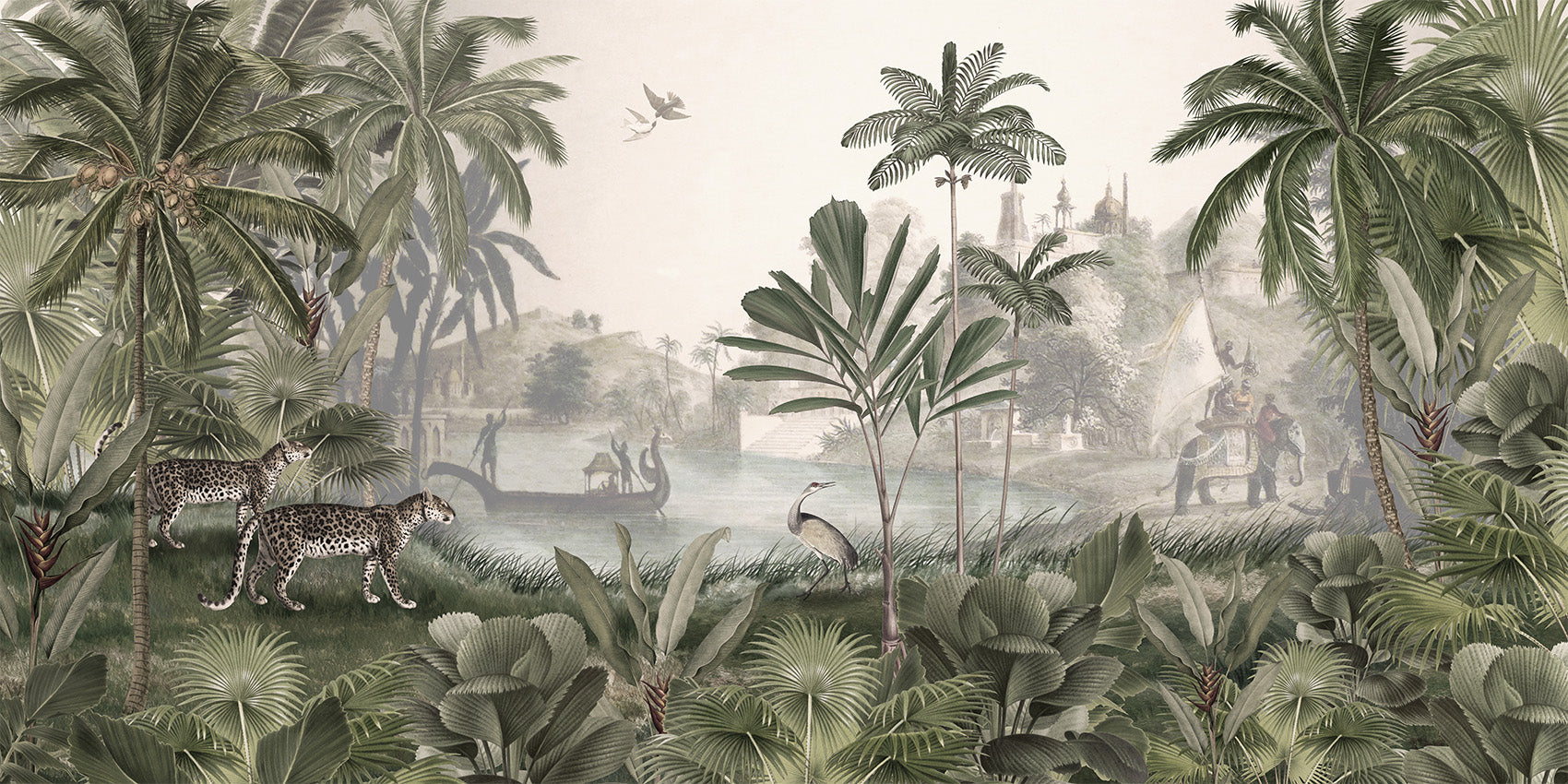 Leopard Landscape - Green wallpaper design  — Artehub Egypt