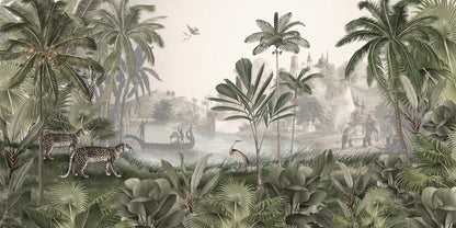 Leopard Landscape - Green wallpaper design  — Artehub Egypt
