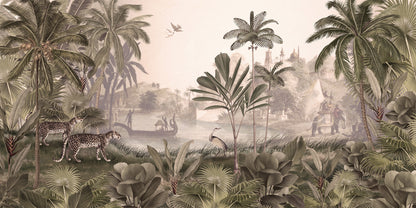 Leopard Landscape - Sepia wallpaper design  — Artehub Egypt