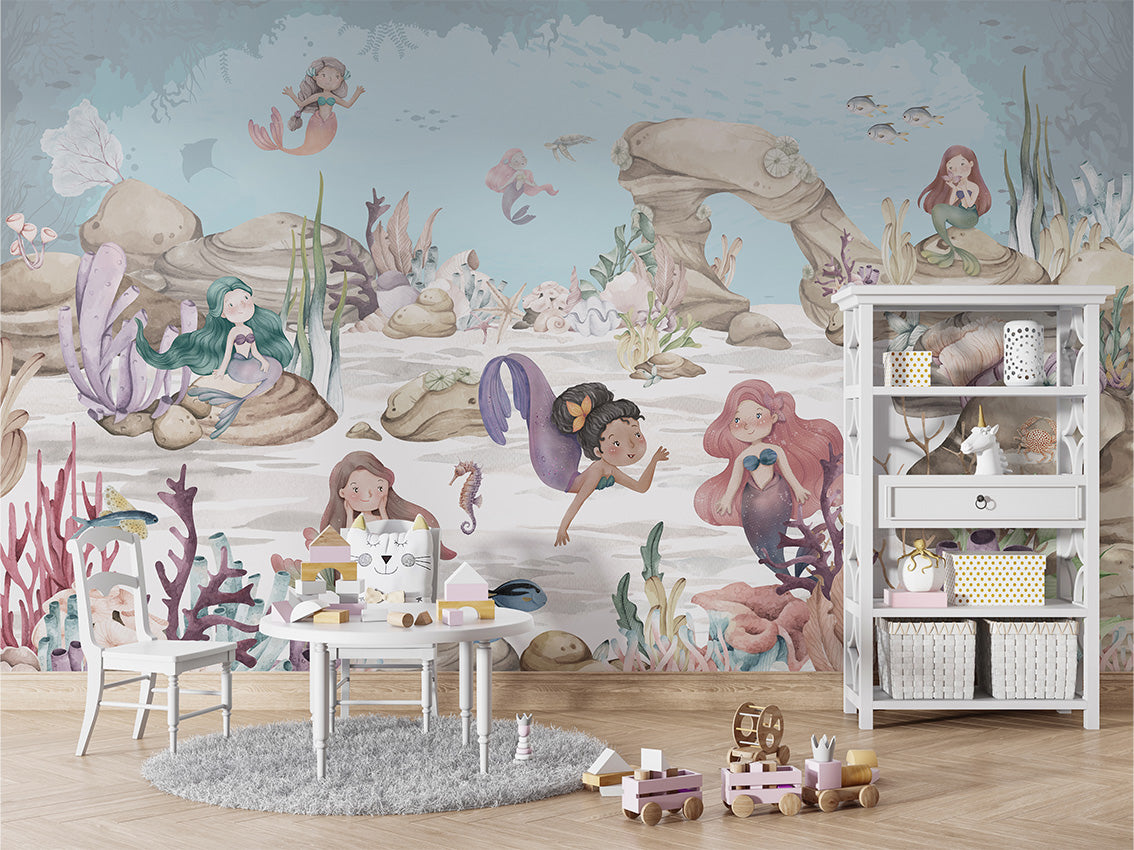 Mermaid_Miracles kids room wallpaper interior — premium wallpaper by Artehub Egypt