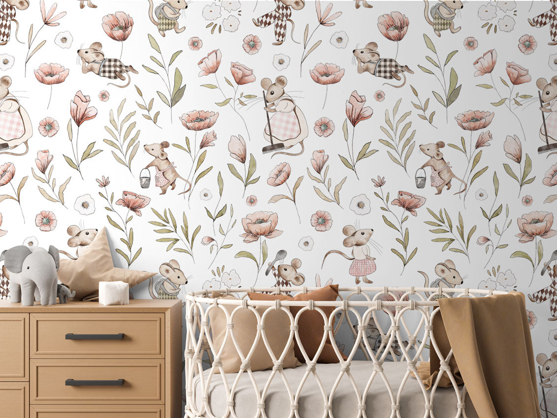 Merry Mice luxury wallpaper in kids room interior — Artehub Egypt