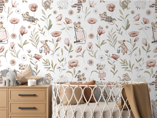 Merry Mice luxury wallpaper in kids room interior — Artehub Egypt