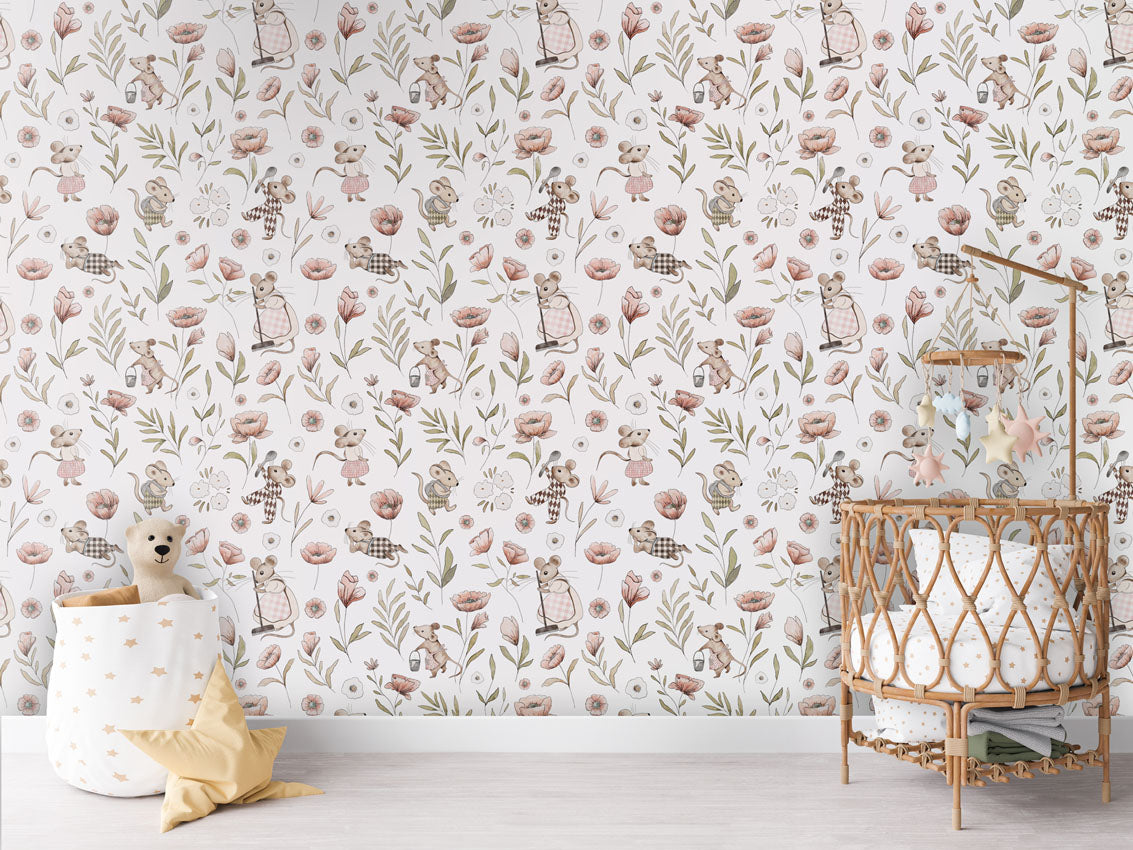 Merry Mice luxury wallpaper in kids room interior — Artehub Egypt