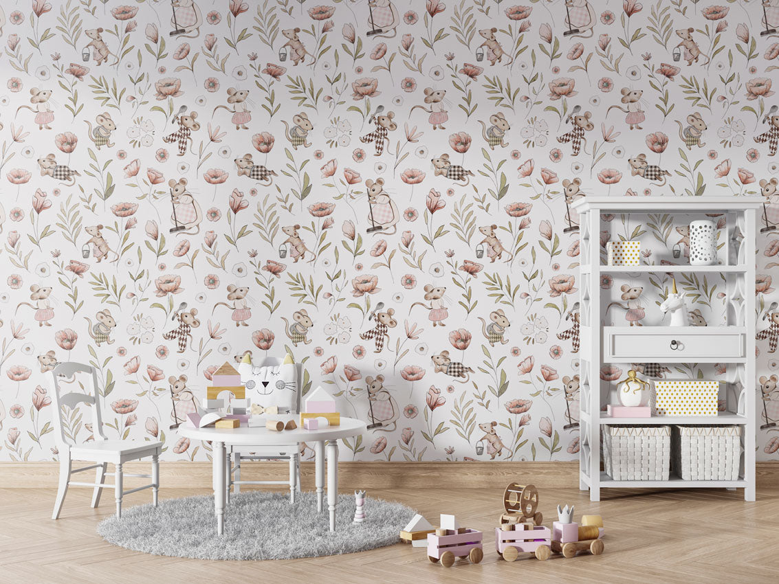 Merry Mice luxury wallpaper in kids room interior — Artehub Egypt