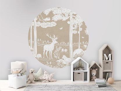 Monochrome Forest - Brown - Circle wall circle sticker by Artehub