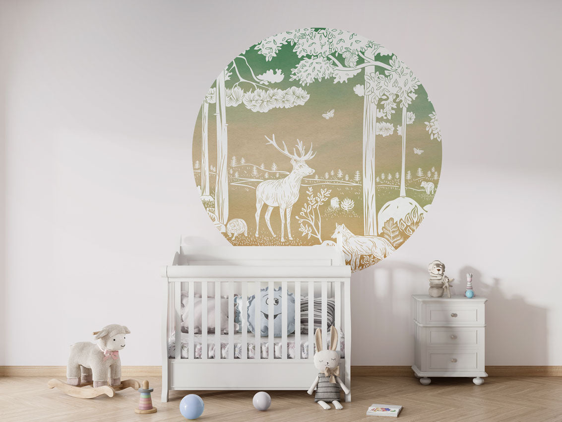 Monochrome Forest - Circle - Green Sky wall circle sticker by Artehub