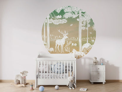 Monochrome Forest - Circle - Green Sky wall circle sticker by Artehub